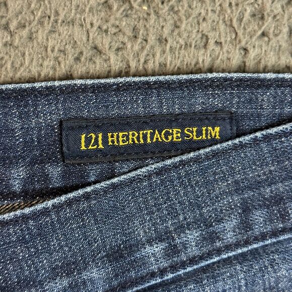 Lucky Brand Jeans Mens 36x30 Blue 121 Heritage Slim Fit Stretch Dark Wash Denim - Picture 4 of 16